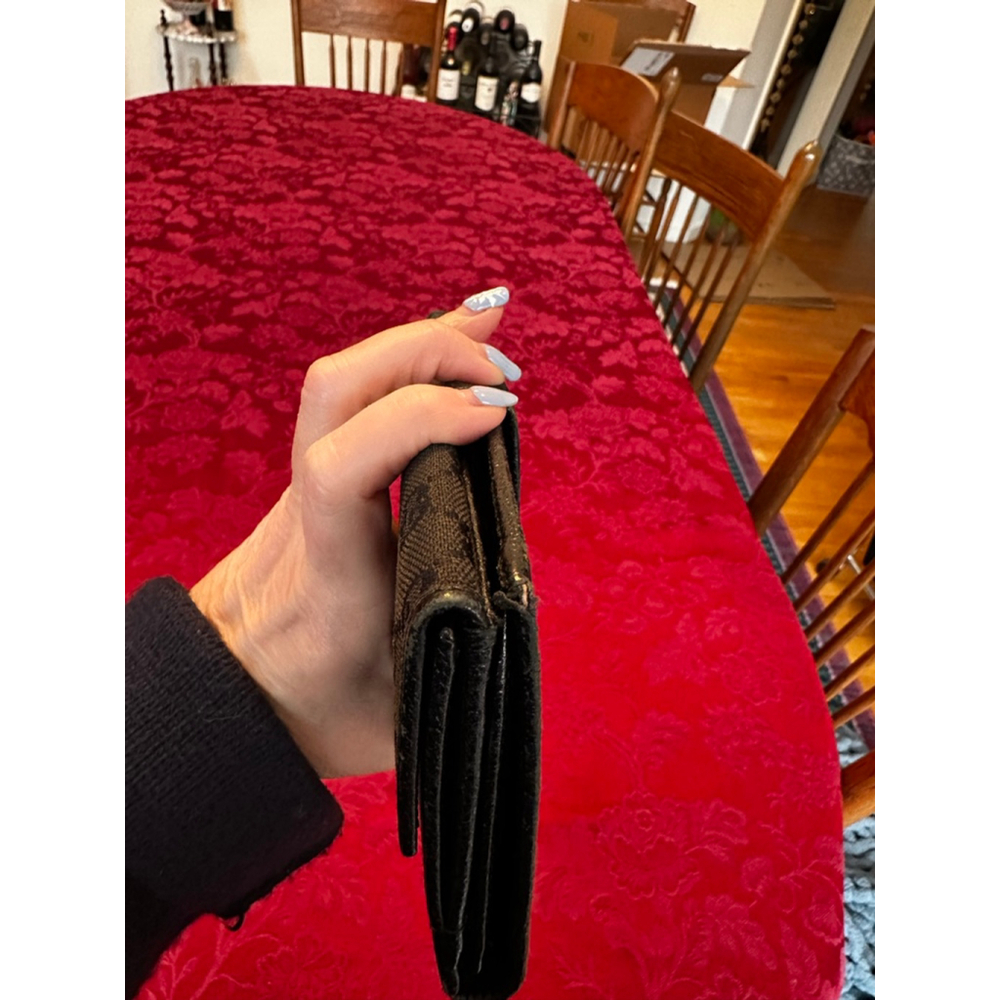 Gucci Black Monogram Canvas & Leather Long Snap Wallet with Silver Accent - Picture 9 of 12